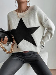 Women's Pullover Round Neck Star Thread Sweater - 808Lush