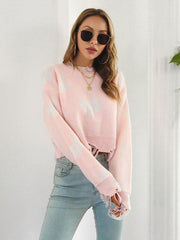 Women's Ripped Butterfly Jacquard Short Sweater - 808Lush