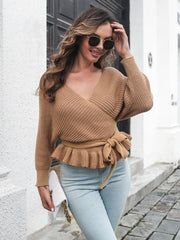 Women's Ruffle lace loose long sleeve sweater - 808Lush