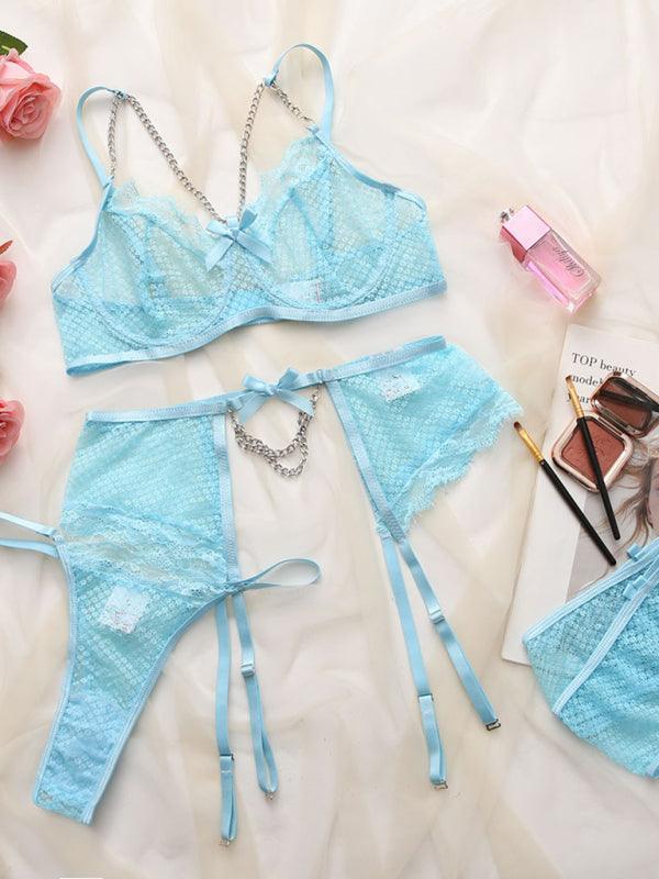 Women's Sexy Lace Mesh Perspective Sexy Lingerie Set - 808Lush