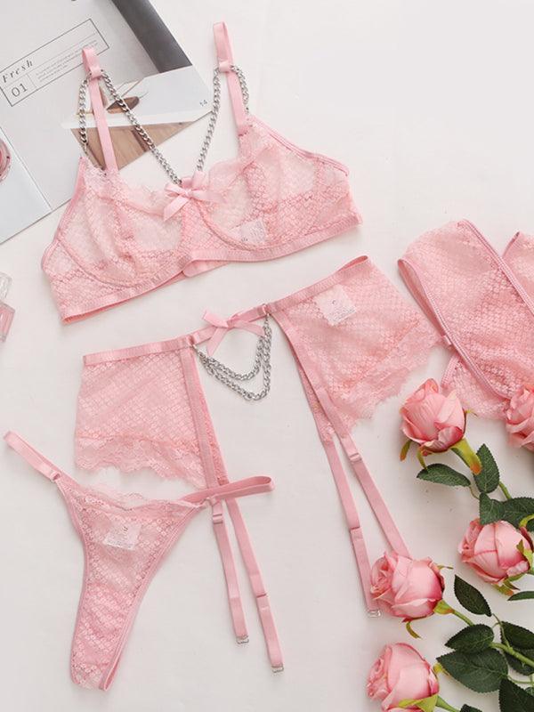 Women's Sexy Lace Mesh Perspective Sexy Lingerie Set - 808Lush