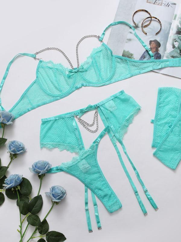 Women's Sexy Lace Mesh Perspective Sexy Lingerie Set - 808Lush