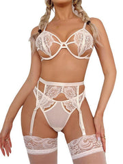 Women's Sexy Lace Underwire Sexy Underwear Four-piece Set - 808Lush