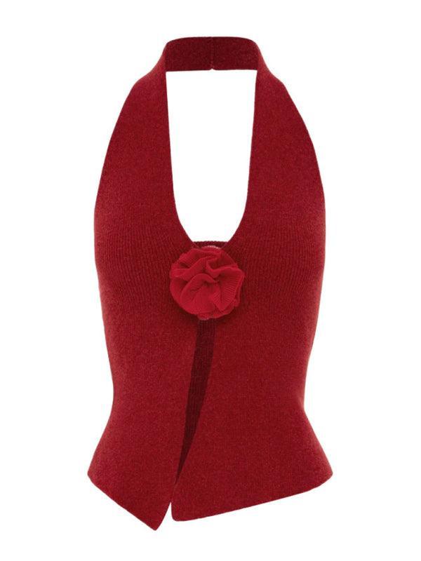 Women's Sexy Wool Halter Neck Rabbit Fleece Vest - 808Lush