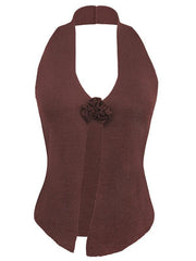 Women's Sexy Wool Halter Neck Rabbit Fleece Vest - 808Lush