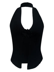 Women's Sexy Wool Halter Neck Rabbit Fleece Vest - 808Lush