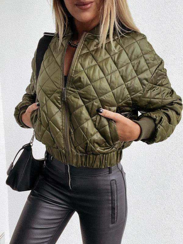 Women's Short Zip Closure Quilted Jacket - 808Lush