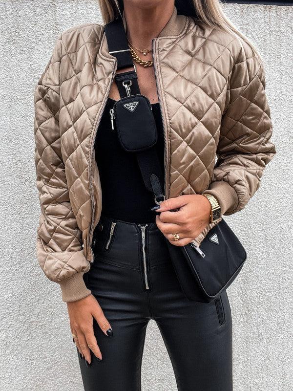 Women's Short Zip Closure Quilted Jacket - 808Lush