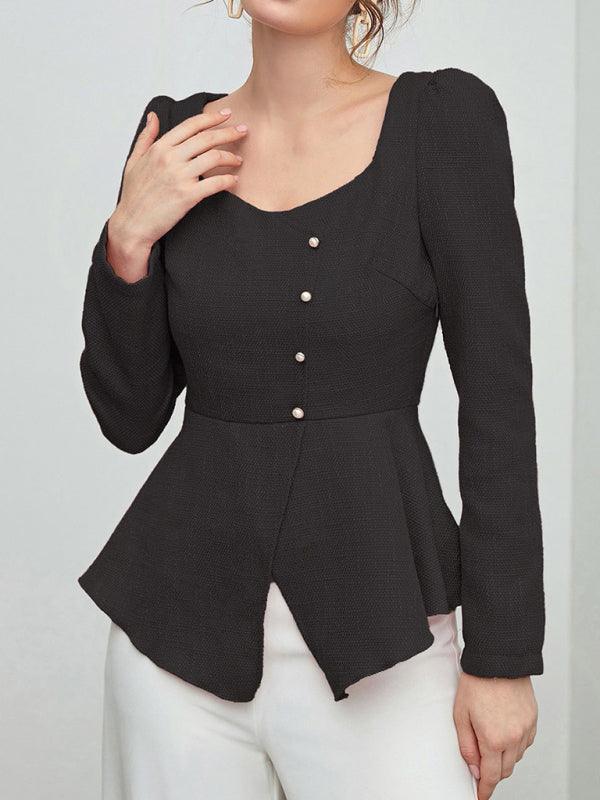 Women's Single Breasted Professional Business Long Sleeve Shirt - 808Lush