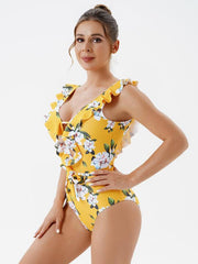 Women's Skinny Backless Floral Print One Piece Swimsuit - 808Lush