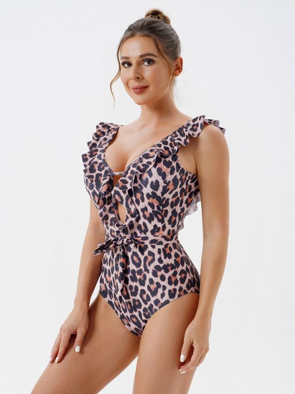 Women's Skinny Backless Floral Print One Piece Swimsuit - 808Lush