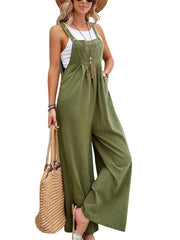 Women's Solid Color Casual Bib Trousers - 808Lush