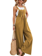 Women's Solid Color Casual Bib Trousers - 808Lush