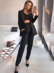 Women's Solid Color Elegant Three-piece Suit - 808Lush