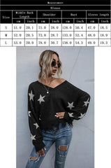 Women's Star Pattern V-Neck Fringe Women's Knit Sweater - 808Lush