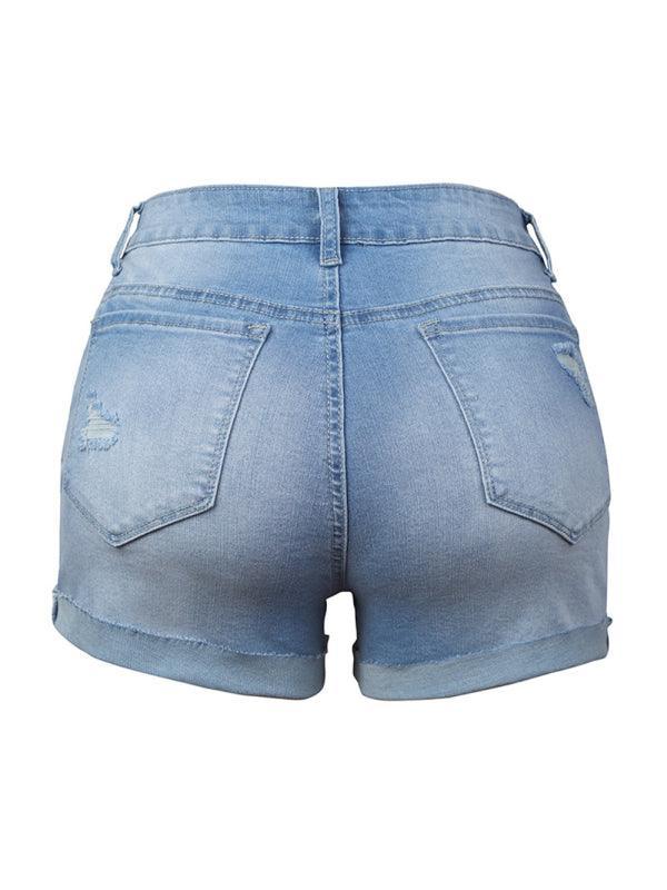 Women's Stretch Ripped Denim Shorts - 808Lush