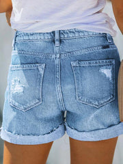 Women's Stretch Ripped Denim Shorts - 808Lush