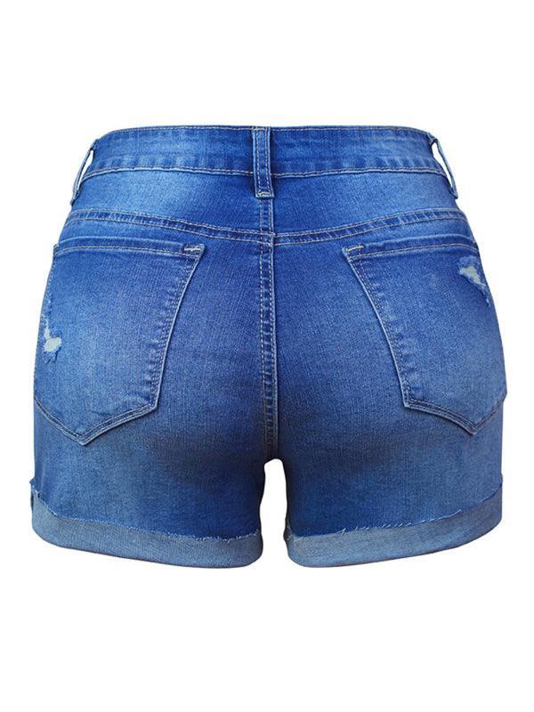 Women's Stretch Ripped Denim Shorts - 808Lush