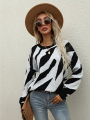 Women's Striped Fashionable Knitted Pullover Sweater - 808Lush