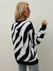 Women's Striped Fashionable Knitted Pullover Sweater - 808Lush