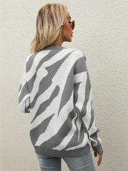 Women's Striped Fashionable Knitted Pullover Sweater - 808Lush