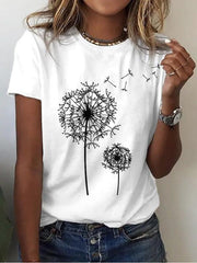 Women's T-shirt Printed Short Sleeve Basic Round Neck Regular Fit - 808Lush