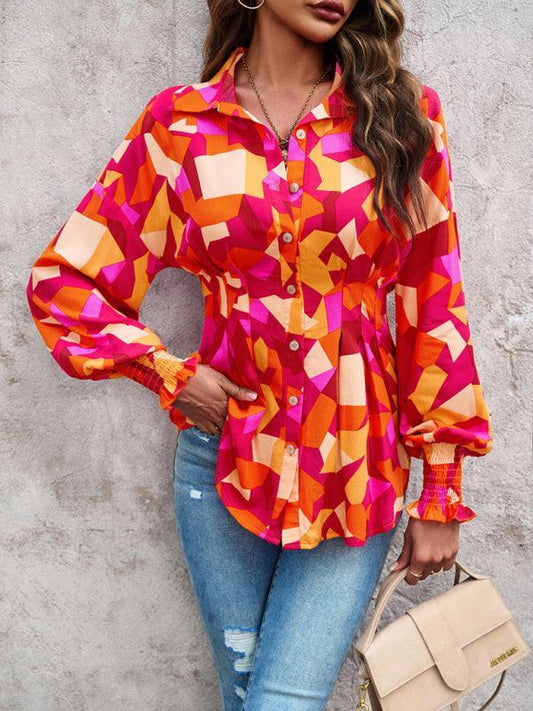 Women's Temperament Commuter Printed Long Sleeve Shirt - 808Lush