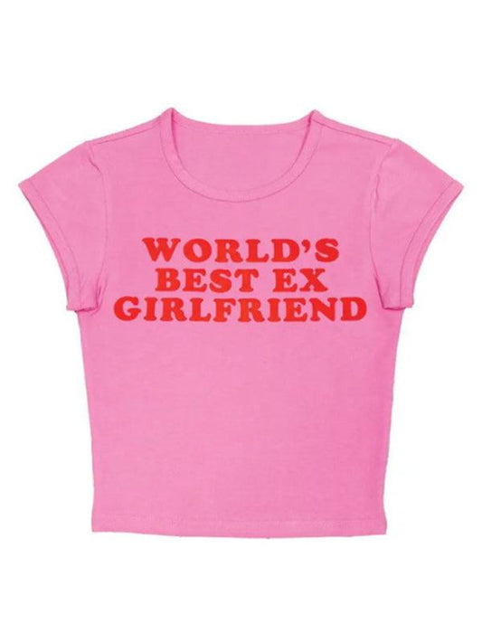Women's Trendy Short Tight Lettering Printed T-Shirt Hot Girl Top - 808Lush