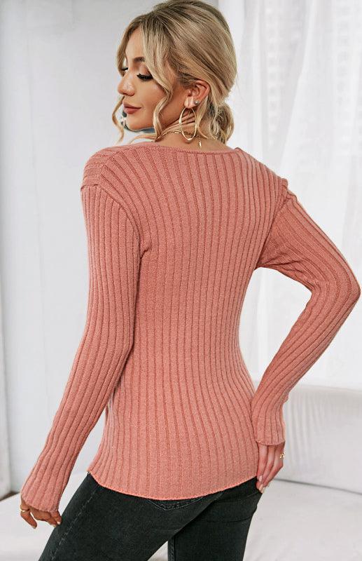 Women's V-Neck Pullover Cross Sweater - 808Lush