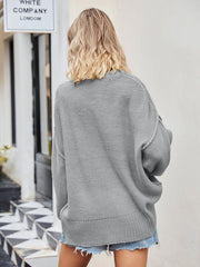 Women's V-neck loose pullover sweater - 808Lush