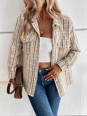 Women's autumn and winter long-sleeved plaid outerwear - 808Lush