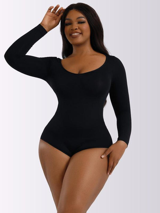 Women's belly lifting buttocks shaping long-sleeved bodysuit - 808Lush