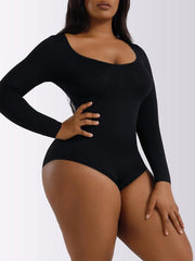 Women's belly lifting buttocks shaping long-sleeved bodysuit - 808Lush