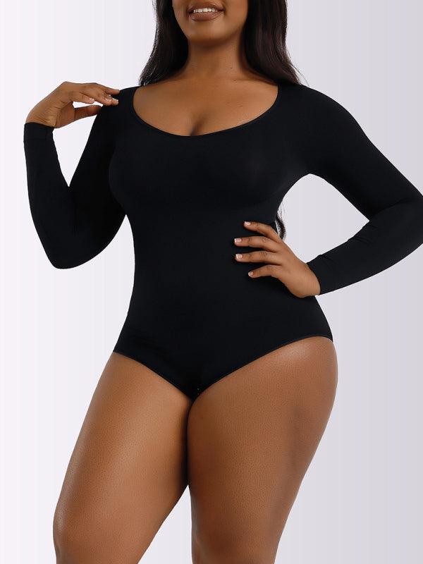 Women's belly lifting buttocks shaping long-sleeved bodysuit - 808Lush