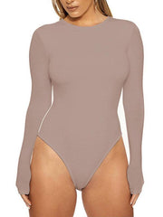 Women's casual bottoming tops long-sleeved tight-fitting bodysuit - 808Lush