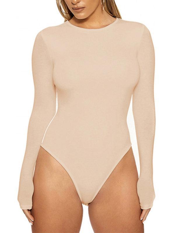 Women's casual bottoming tops long-sleeved tight-fitting bodysuit - 808Lush