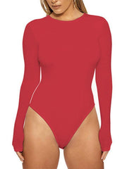 Women's casual bottoming tops long-sleeved tight-fitting bodysuit - 808Lush