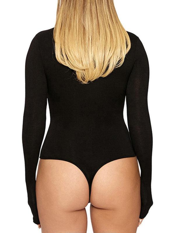 Women's casual bottoming tops long-sleeved tight-fitting bodysuit - 808Lush