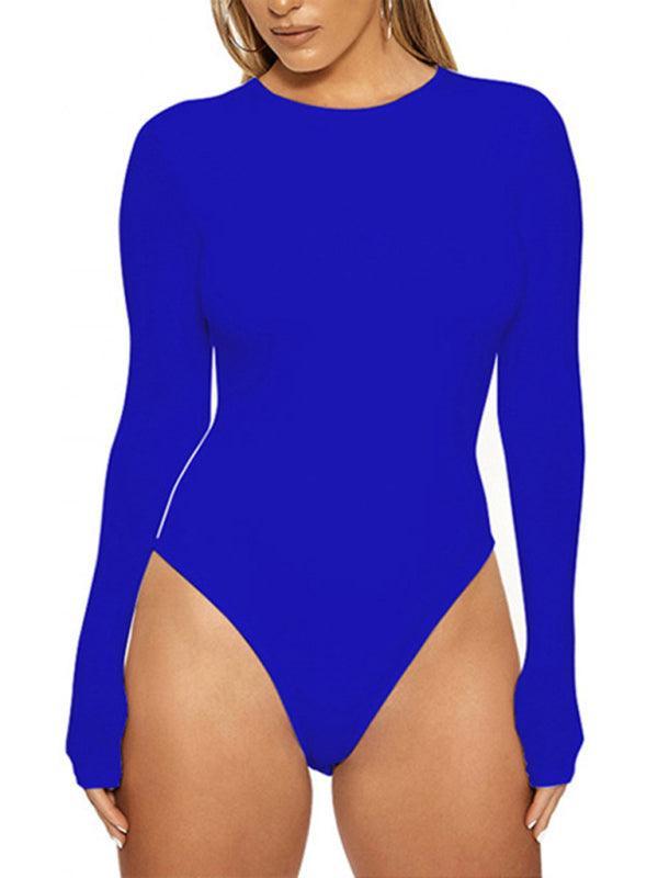 Women's casual bottoming tops long-sleeved tight-fitting bodysuit - 808Lush