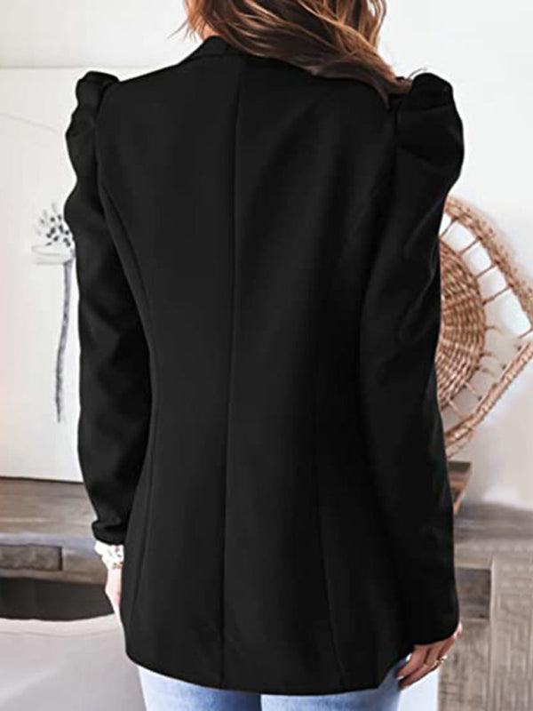 Women's casual commuting long-sleeved shoulder pad puff sleeve slim suit - 808Lush