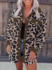 Women's casual furry clothes plush jacket women leopard print furry jacket - 808Lush