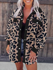 Women's casual furry clothes plush jacket women leopard print furry jacket - 808Lush