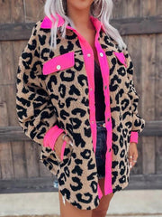 Women's casual furry clothes plush jacket women leopard print furry jacket - 808Lush