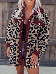 Women's casual furry clothes plush jacket women leopard print furry jacket - 808Lush