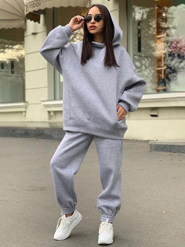 Women's casual hooded sweatshirt two-piece set - 808Lush