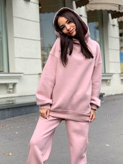 Women's casual hooded sweatshirt two-piece set - 808Lush