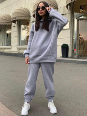 Women's casual hooded sweatshirt two-piece set - 808Lush