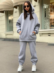 Women's casual hooded sweatshirt two-piece set - 808Lush