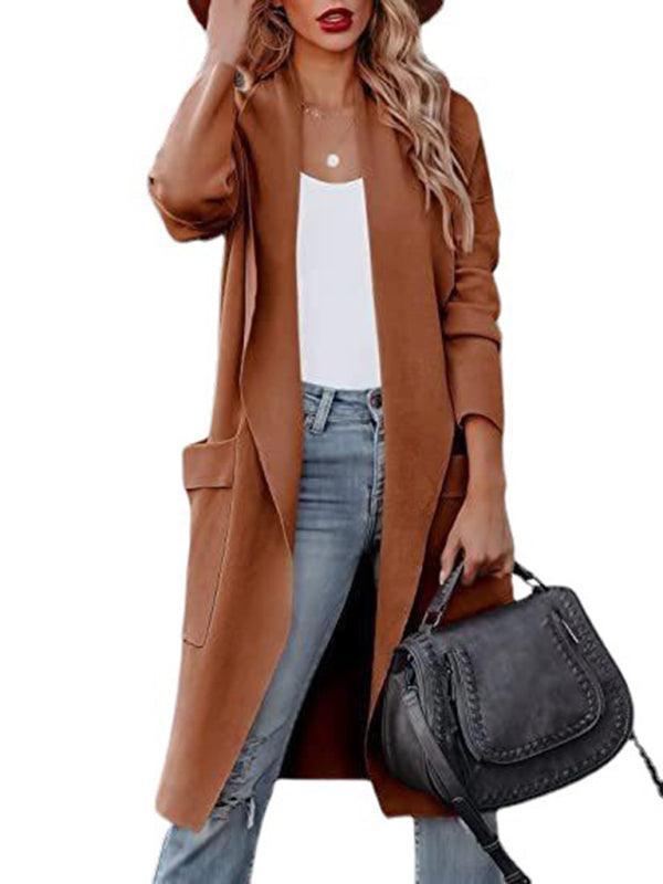 Women's casual long high-end women's woolen slim coat coat for women - 808Lush