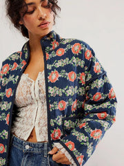 Women's casual loose printed quilted jacket - 808Lush